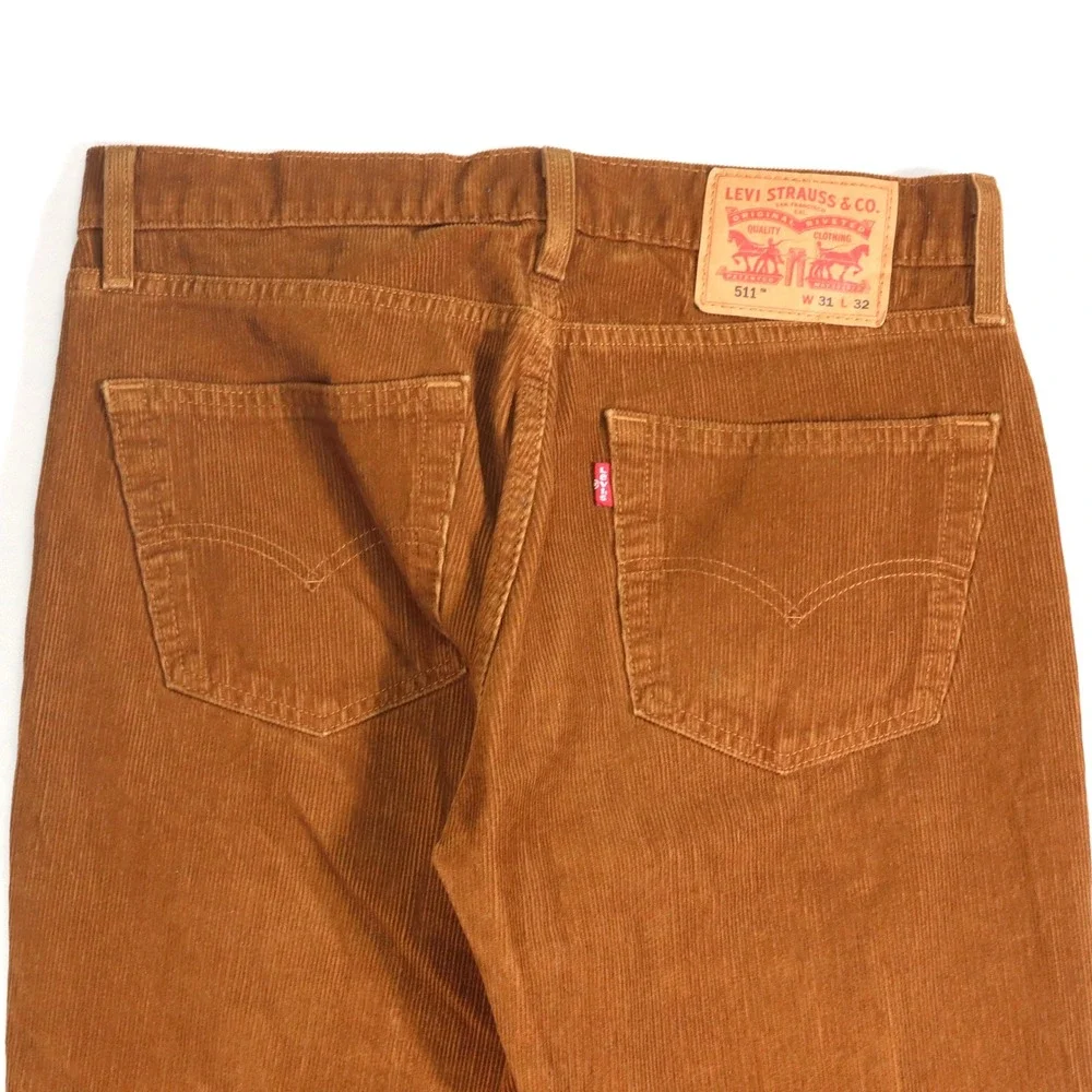 Levi's 511 Corduroy Pants Mens 31x32 Brown Slim Fit Stretch Casual Fall Wear